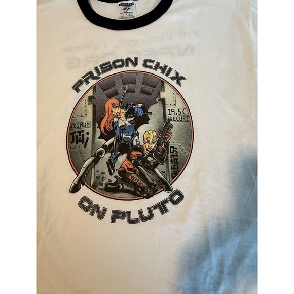 Prison Chix On Pluto NPFC.org Shirt  JERZEES “I'm innocent, I swear” RARE Sz L - Picture 7 of 16
